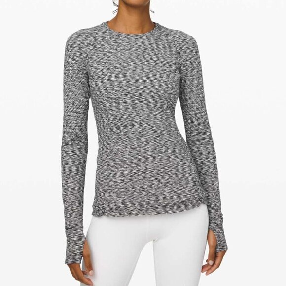 Lululemon Runderful Long Sleeve Spaced Out Space Dye Black White - Picture 5 of 5